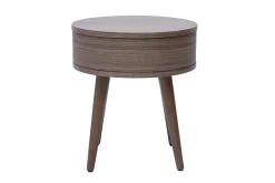 Tables de chevet rondes en bois foncé avec tiroir (lot de 2) JUDITH
