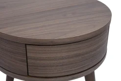 Tables de chevet rondes en bois foncé avec tiroir (lot de 2) JUDITH