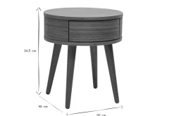 Tables de chevet rondes en bois foncé avec tiroir (lot de 2) JUDITH