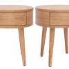 Tables de chevet rondes en bois clair avec tiroir (lot de 2) JUDITH