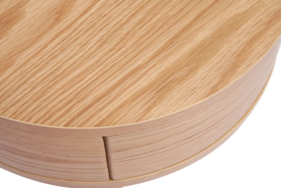 Tables de chevet rondes en bois clair avec tiroir (lot de 2) JUDITH
