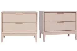 Tables de chevet rose et métal doré avec rangements (lot de 2) GIANA