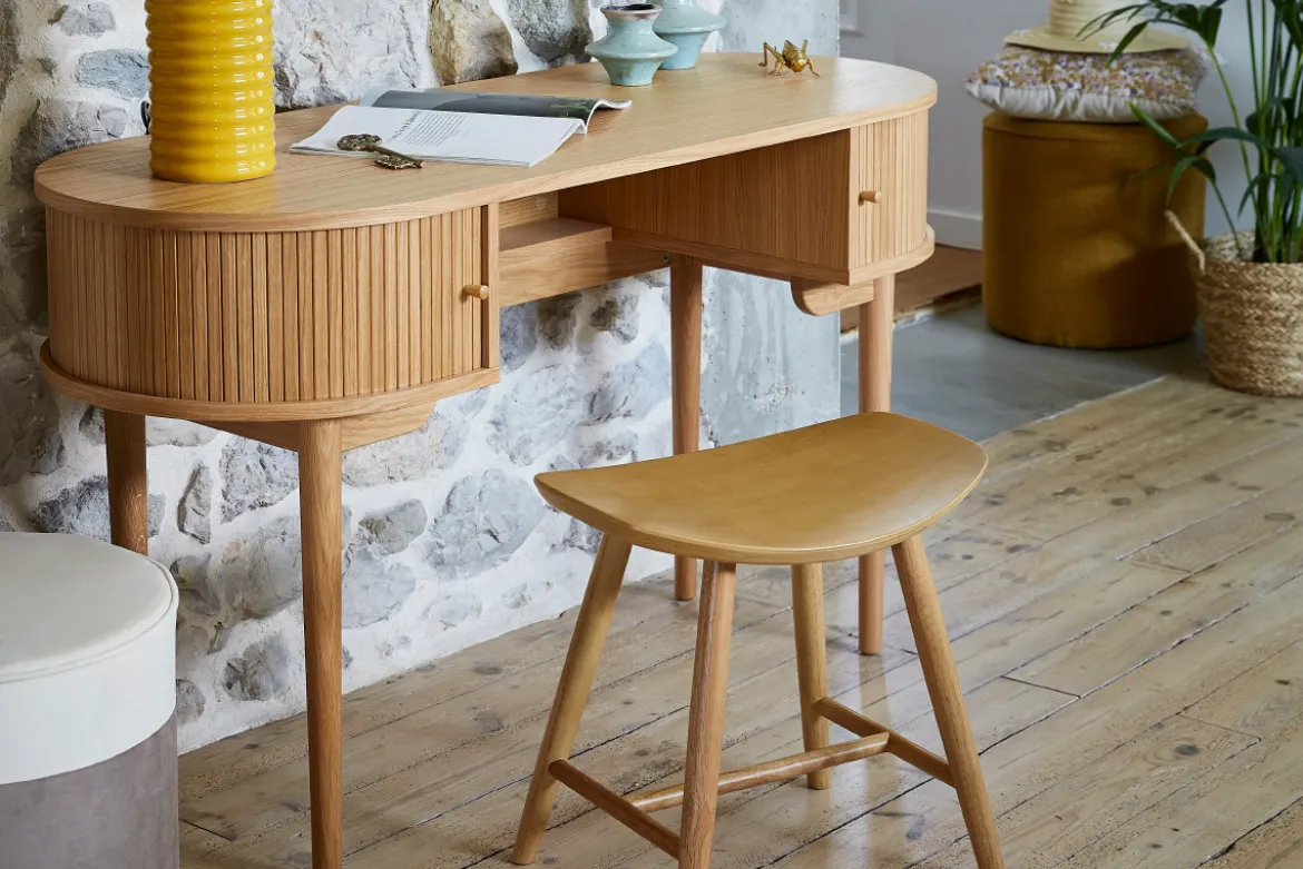 Tabouret bas bois foncé H46.5 DEMORY