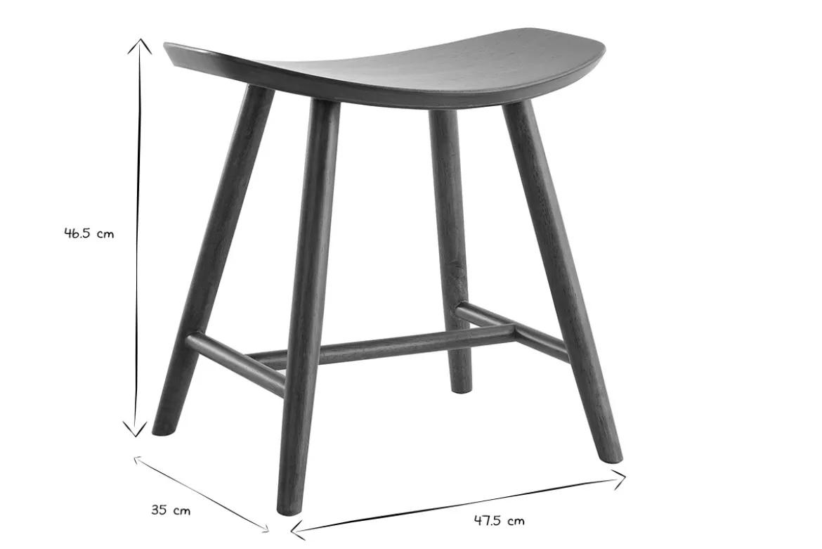 Tabouret bas bois foncé H46.5 DEMORY