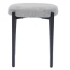 Tabouret bas empilable en tissu effet velours texturé gris clair et métal noir H41 cm KIKO