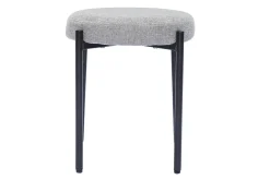 Tabouret bas empilable en tissu effet velours texturé gris clair et métal noir H41 cm KIKO