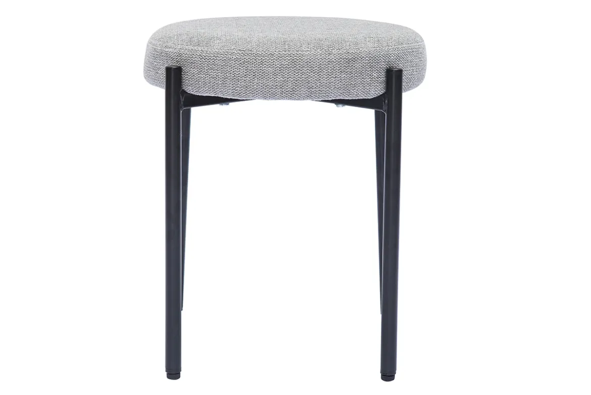 Tabouret bas empilable en tissu effet velours texturé gris clair et métal noir H41 cm KIKO