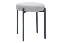 Tabouret bas empilable en tissu effet velours texturé gris clair et métal noir H41 cm KIKO