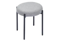 Tabouret bas empilable en tissu effet velours texturé gris clair et métal noir H41 cm KIKO