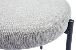 Tabouret bas empilable en tissu effet velours texturé gris clair et métal noir H41 cm KIKO