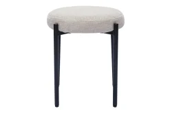 Tabouret bas empilable en tissu effet velours texturé beige et métal noir H41 cm KIKO