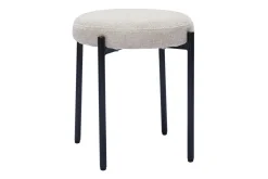Tabouret bas empilable en tissu effet velours texturé beige et métal noir H41 cm KIKO