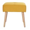 Tabouret bas en tissu effet velours texturé jaune moutarde et bois clair massif H46 cm GUESTA