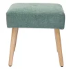 Tabouret bas en tissu effet velours texturé vert céladon et bois clair massif H46 cm GUESTA