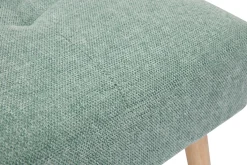 Tabouret bas en tissu effet velours texturé vert céladon et bois clair massif H46 cm GUESTA
