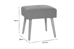 Tabouret bas en tissu effet velours texturé vert céladon et bois clair massif H46 cm GUESTA