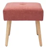 Tabouret bas en tissu effet velours texturé terracotta et bois clair massif H46 cm GUESTA