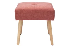 Tabouret bas en tissu effet velours texturé terracotta et bois clair massif H46 cm GUESTA