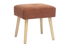 Tabouret bas en tissu effet velours texturé terre brûlée et bois clair massif H46 cm GUESTA