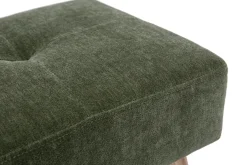 Tabouret bas en tissu effet velours vert kaki et bois clair massif H46 cm GUESTA