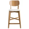 Tabouret de bar bois clair chêne et blanc H65 cm LUCIA