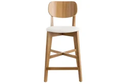 Tabouret de bar bois clair chêne et blanc H65 cm LUCIA