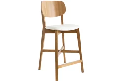 Tabouret de bar bois clair chêne et blanc H65 cm LUCIA