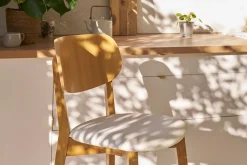 Tabouret de bar bois clair chêne et blanc H65 cm LUCIA