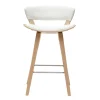 Tabouret de bar design blanc et bois clair H65 cm SYRAH