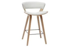Tabouret de bar design blanc et bois clair H65 cm SYRAH