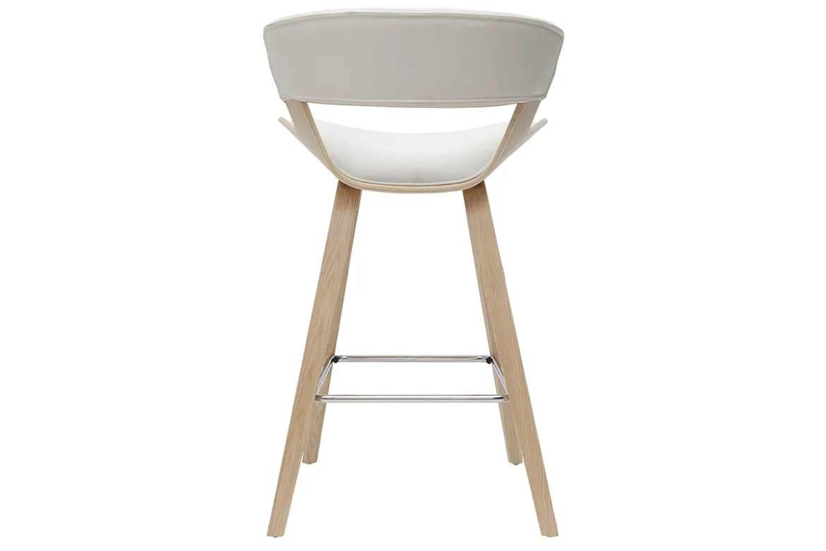 Tabouret de bar design blanc et bois clair H65 cm SYRAH