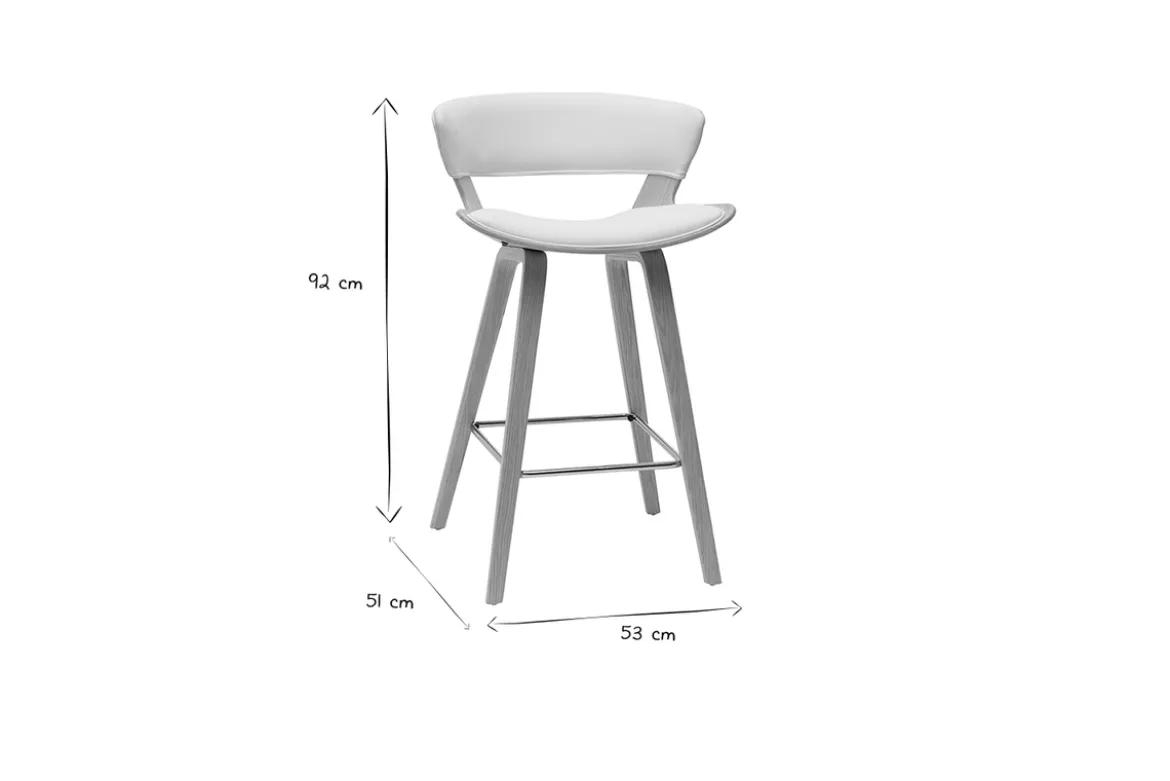 Tabouret de bar design blanc et bois clair H65 cm SYRAH