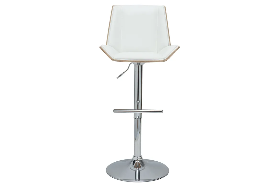 Tabouret de bar design blanc et bois clair MELKIOR