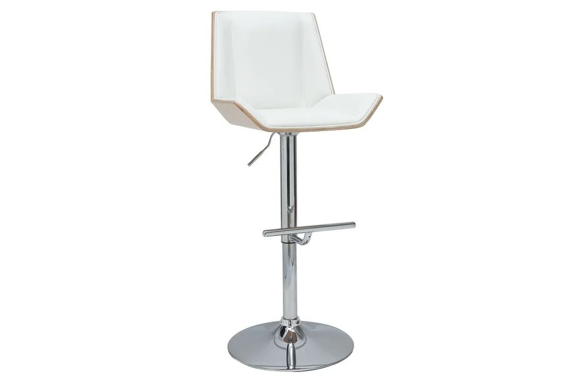 Tabouret de bar design blanc et bois clair MELKIOR