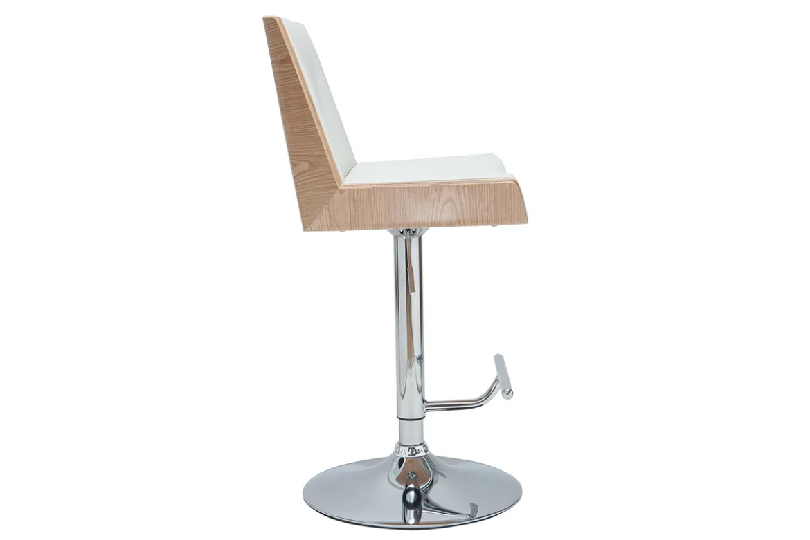 Tabouret de bar design blanc et bois clair MELKIOR
