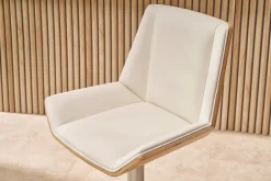 Tabouret de bar design blanc et bois clair MELKIOR