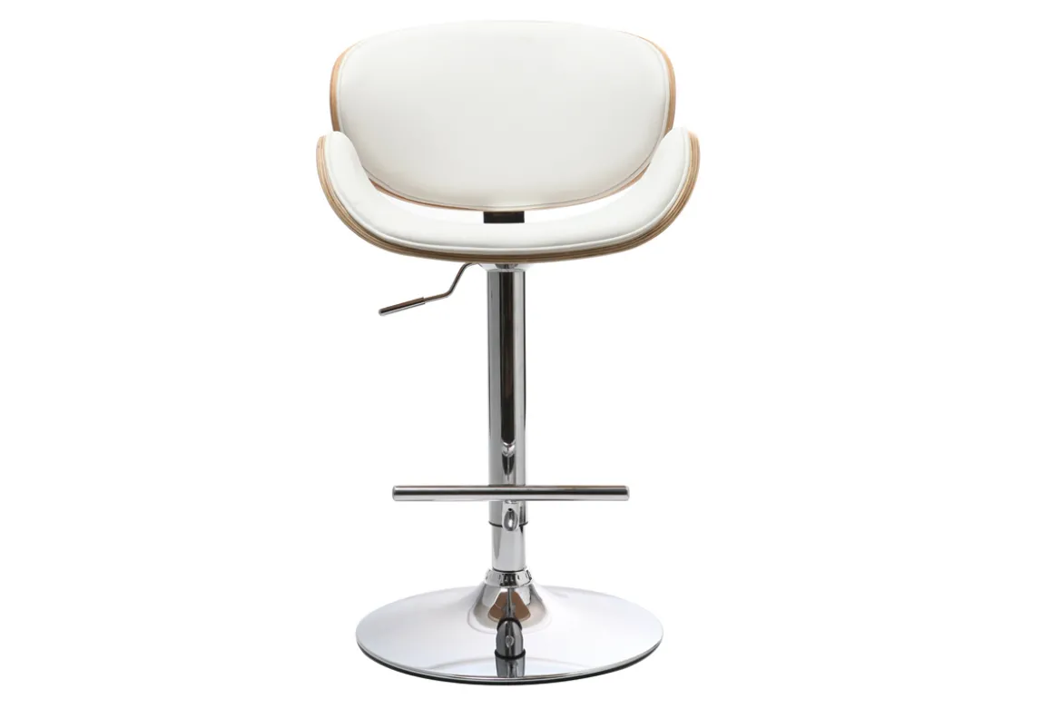 Tabouret de bar design blanc et bois clair WALNUT
