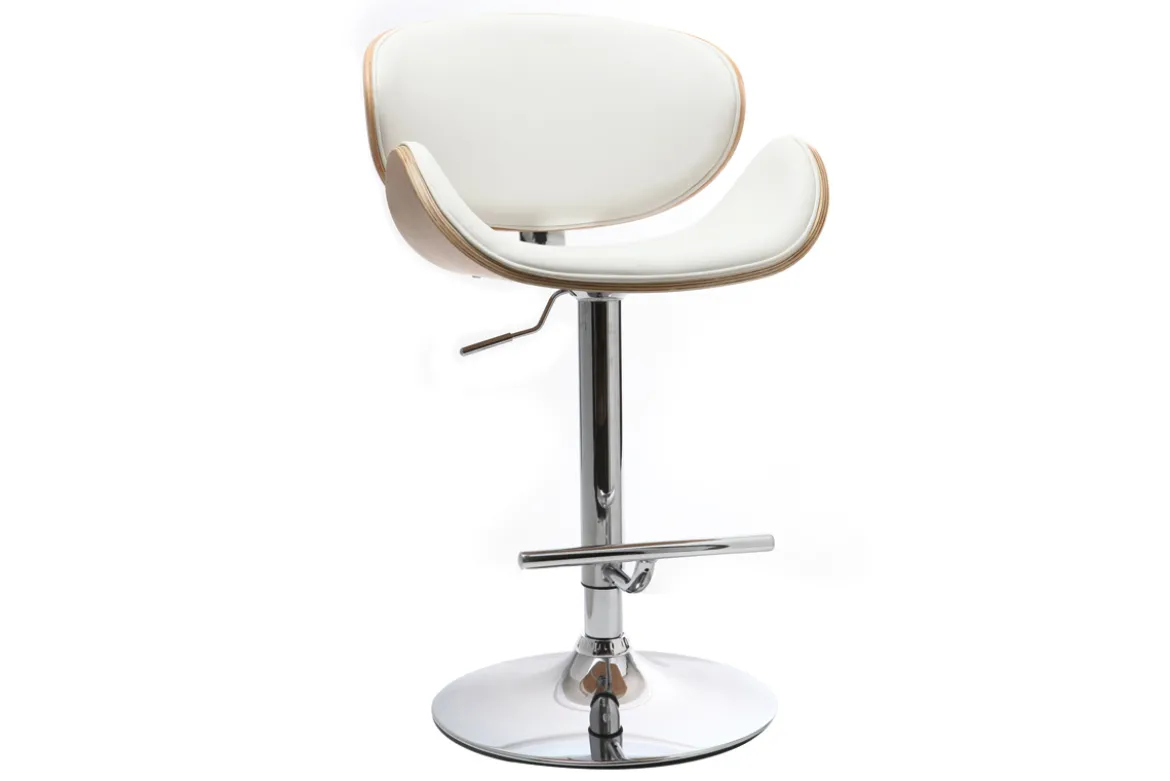 Tabouret de bar design blanc et bois clair WALNUT
