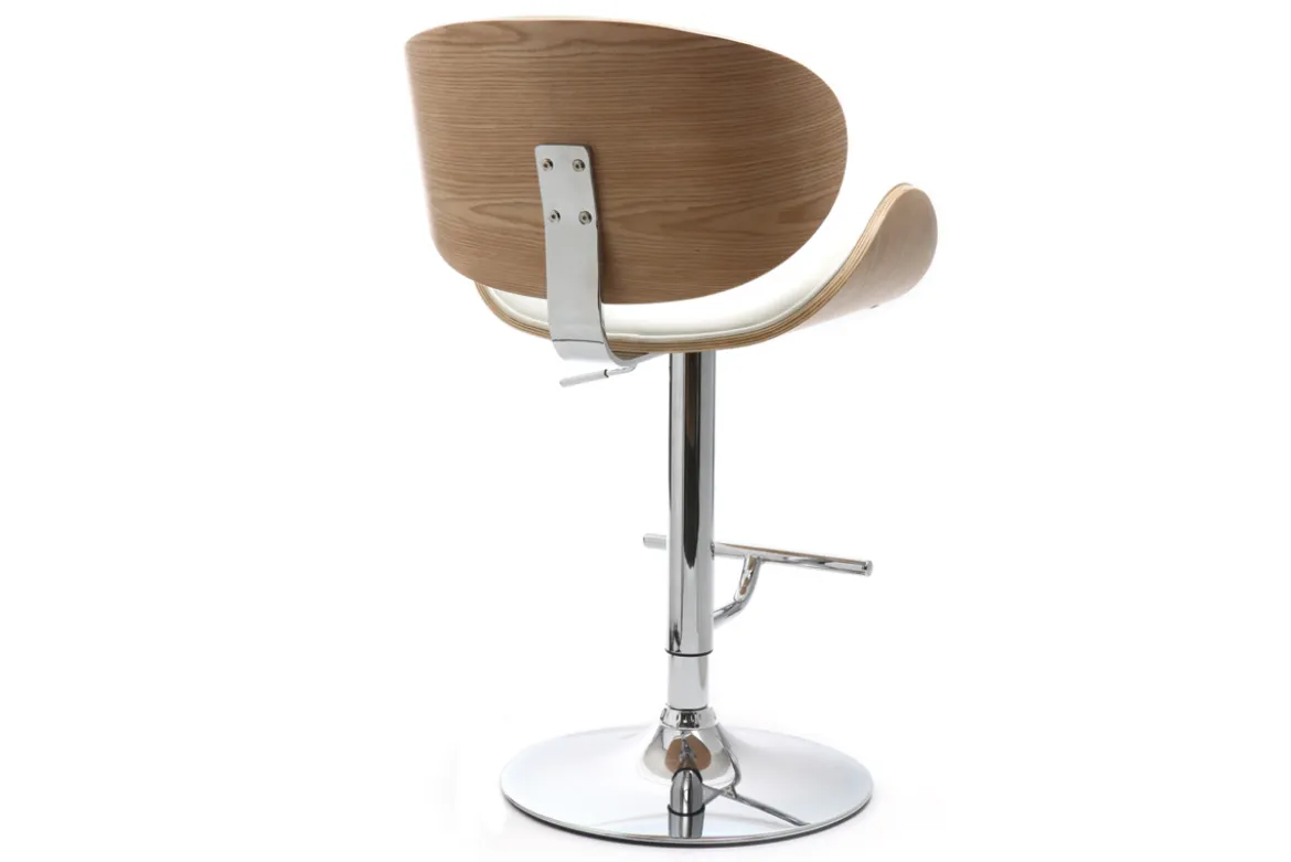 Tabouret de bar design blanc et bois clair WALNUT