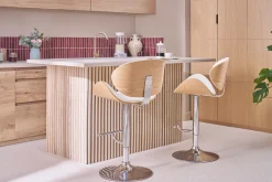 Tabouret de bar design blanc et bois clair WALNUT
