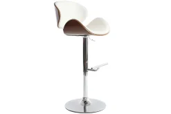 Tabouret de bar design blanc et bois foncé WALNUT