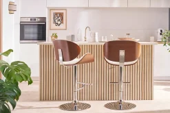 Tabouret de bar design blanc et bois foncé WALNUT