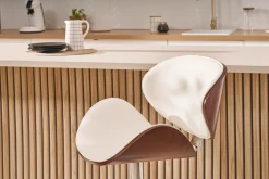 Tabouret de bar design blanc et bois foncé WALNUT