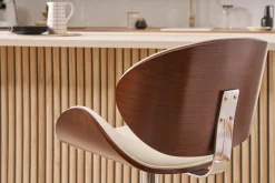 Tabouret de bar design blanc et bois foncé WALNUT