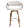 Tabouret de bar design blanc et bois clair 68 cm ARAMIS