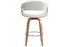 Tabouret de bar design blanc et bois clair 68 cm ARAMIS