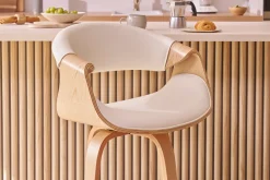 Tabouret de bar design blanc et bois clair 68 cm ARAMIS
