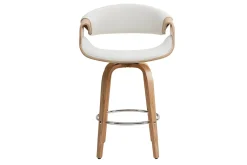 Tabouret de bar design blanc et bois clair 68 cm ARAMIS