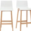 Tabouret de bar design bois et blanc 75 cm (lot de 2) NEW SURF