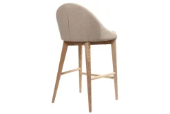 Tabouret de bar design en tissu beige et bois clair 65 cm DALIA